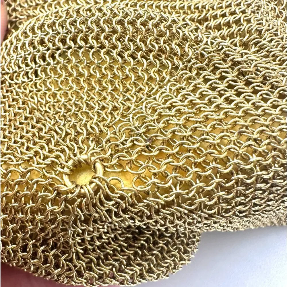 Made in US Zone Germany vintage gold tone mesh purse rhinestones wristlet bag